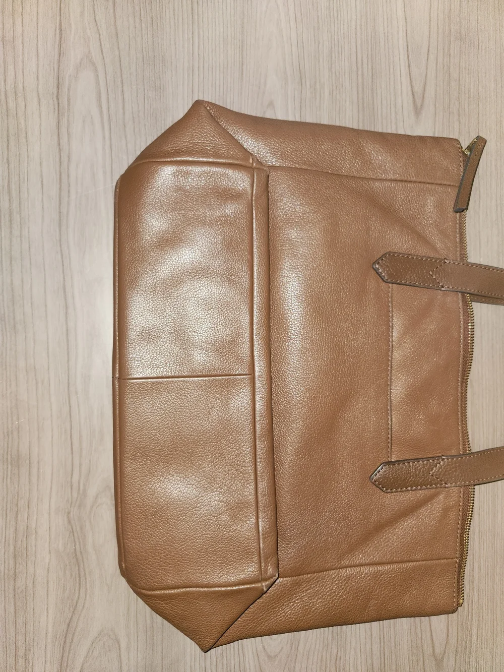 Fossil Brown Leather Tote with Gold Hardware